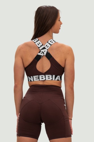 Топ Nebbia Medium-Support Criss Cross Sports Bra ICONIC Dark Brown 230