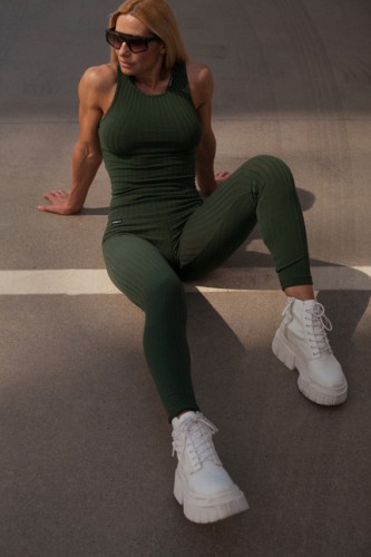 Леггинсы Organic Cotton Ribbed High-Waist Leggings 405 Dark Green