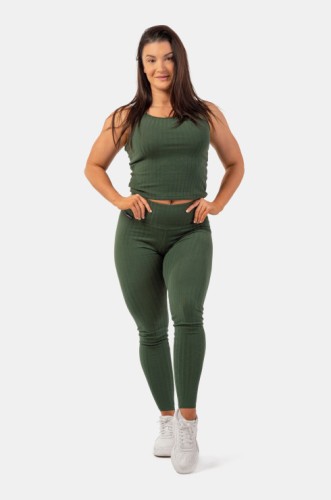 Леггинсы Organic Cotton Ribbed High-Waist Leggings 405 Dark Green