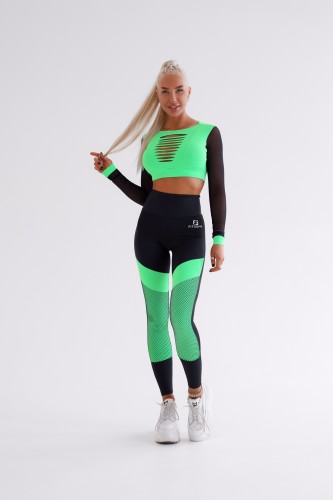 ТОП FLOURESCENT GREEN TOP WITH TULE LONG SLEEVES