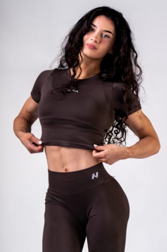 Топ Nebbia Seamless Short-Sleeve Top POWER Dark Brown 891