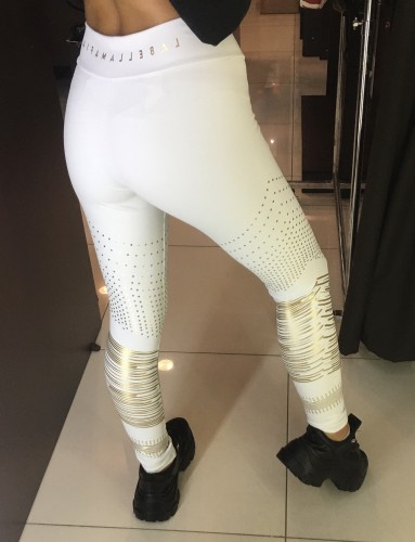 Леггинсы Labellamafia White Leggings With Gold Print OP-1530