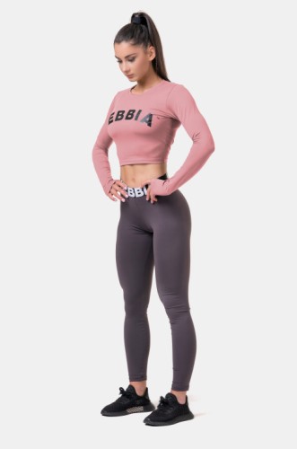 Топ Long Sleeve Thumbhole Sporty Crop Top Old Rose 585