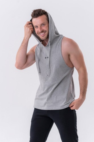 Майка Nebbia Fitness Tank top with a hoodie Light Grey 323