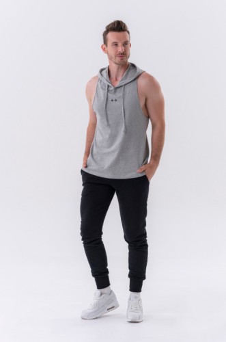 Майка Nebbia Fitness Tank top with a hoodie Light Grey 323