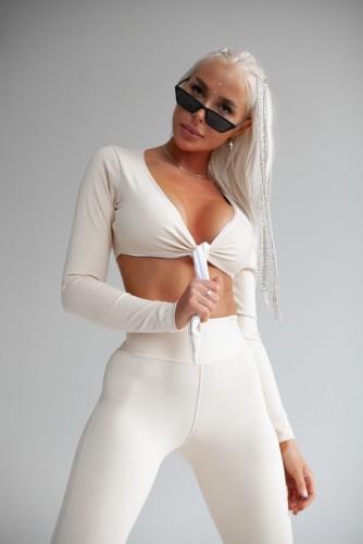 Топ Fitzona BEIGE TOP WITH LONG SLEEVE AND TIE