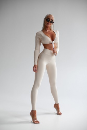 Топ Fitzona BEIGE TOP WITH LONG SLEEVE AND TIE
