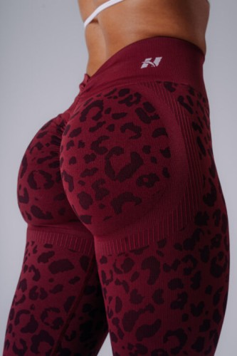 Легінси Nebbia Push-Up Compression Leopard Leggings PRIMAL Bordo 849
