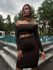 ЮБКА BROWN PENCIL SKIRT KNEE-LENGTH 14686
