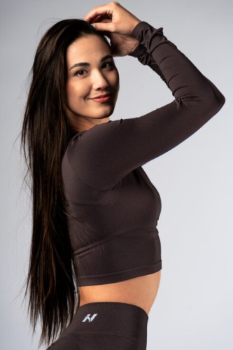 Топ Nebbia Seamless Long-Sleeve Top POWER Dark Brown 892