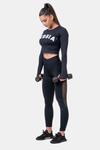 ТОП LONG SLEEVE THUMBHOLE SPORTY CROP TOP BLACK 585