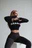 ТОП LONG SLEEVE THUMBHOLE SPORTY CROP TOP BLACK 585