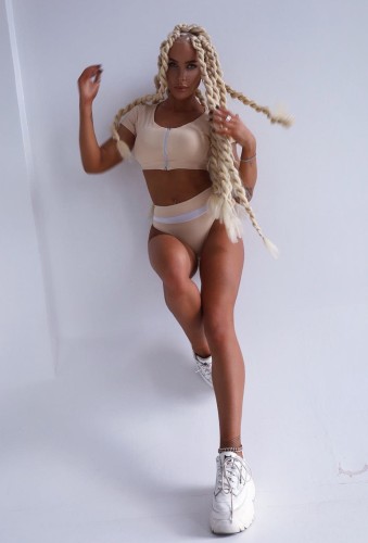 Купальные трусики Fitzona BEIGE SWIMSUIT PANTS WITH WHITE DETAIL