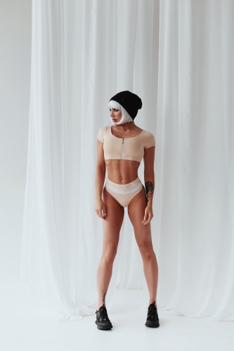 Купальные трусики Fitzona BEIGE SWIMSUIT PANTS WITH WHITE DETAIL