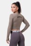ТОП LONG SLEEVE THUMBHOLE SPORTY CROP TOP MOCHA 585