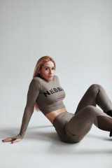 ТОП LONG SLEEVE THUMBHOLE SPORTY CROP TOP MOCHA 585