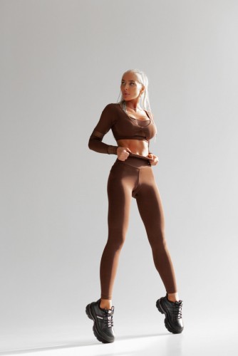 Топ Fitzona Brown Top With Details In Fishnet