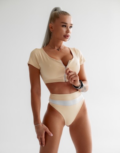 Топ Fitzona BEIGE SWIMSUIT TOP WITH SLEEVES AND ZIPER