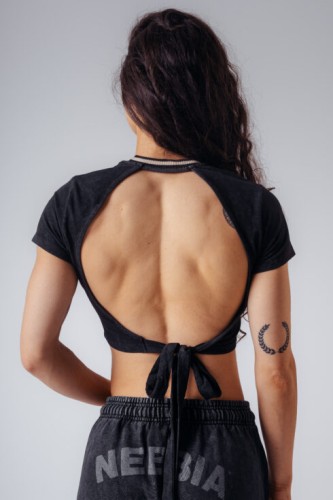 Топ NEBBIA x Olympia Open-Back Crop Top Black 938