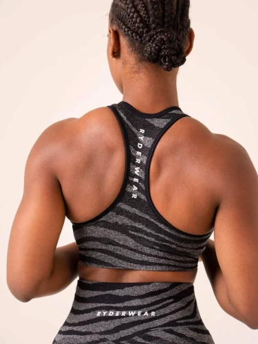 Топ Ryderwear Zebra Seamless Sports Bra - Grey Marl/Black Zebra